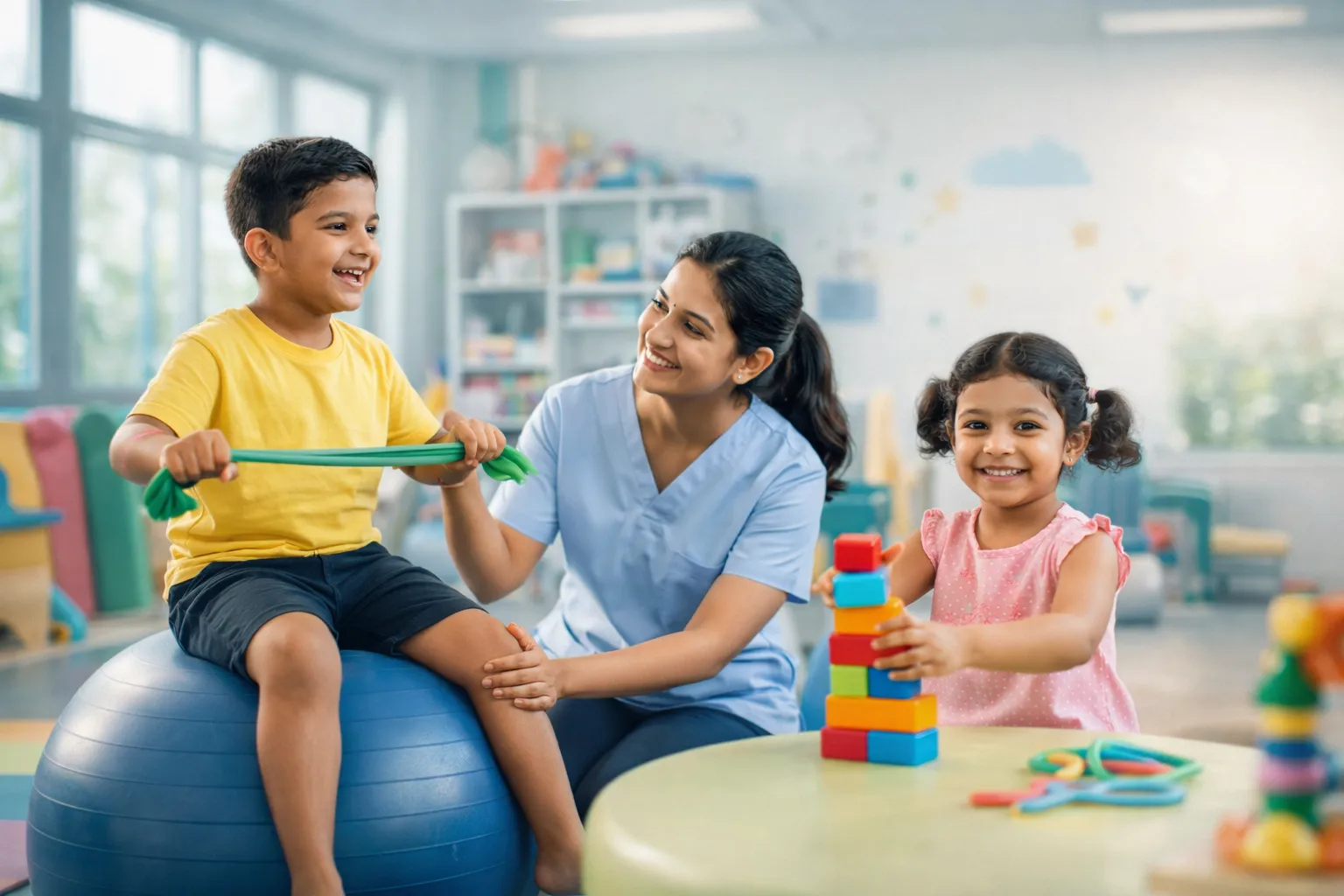 Child completing balance games during a pediatric physiotherapy session at SPARC Physio
